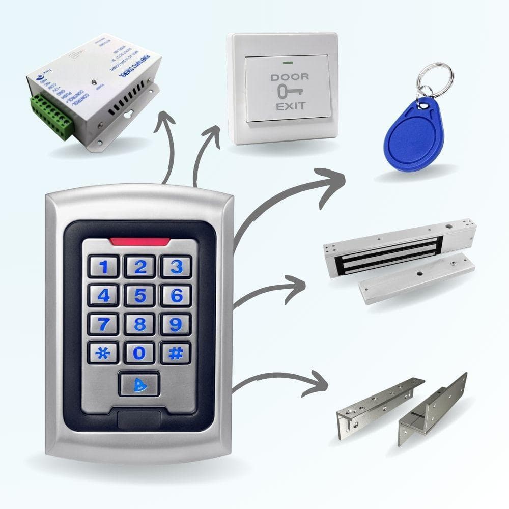 Complete access control kit: RFID reader, badge, magnetic strike, controller